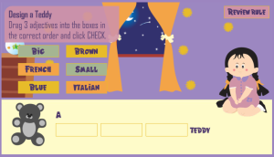 Adjectival Teddy Grammar Game, Demo using Motion Paths