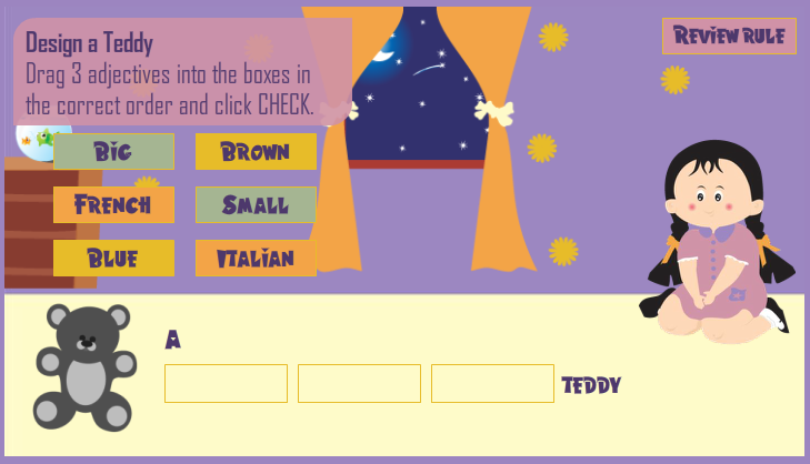 Articulate Storyline 2 Interaction: Adjectival Teddy Game