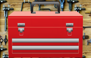 A red toolbox, reminds me of one my Dad had in the 70s
